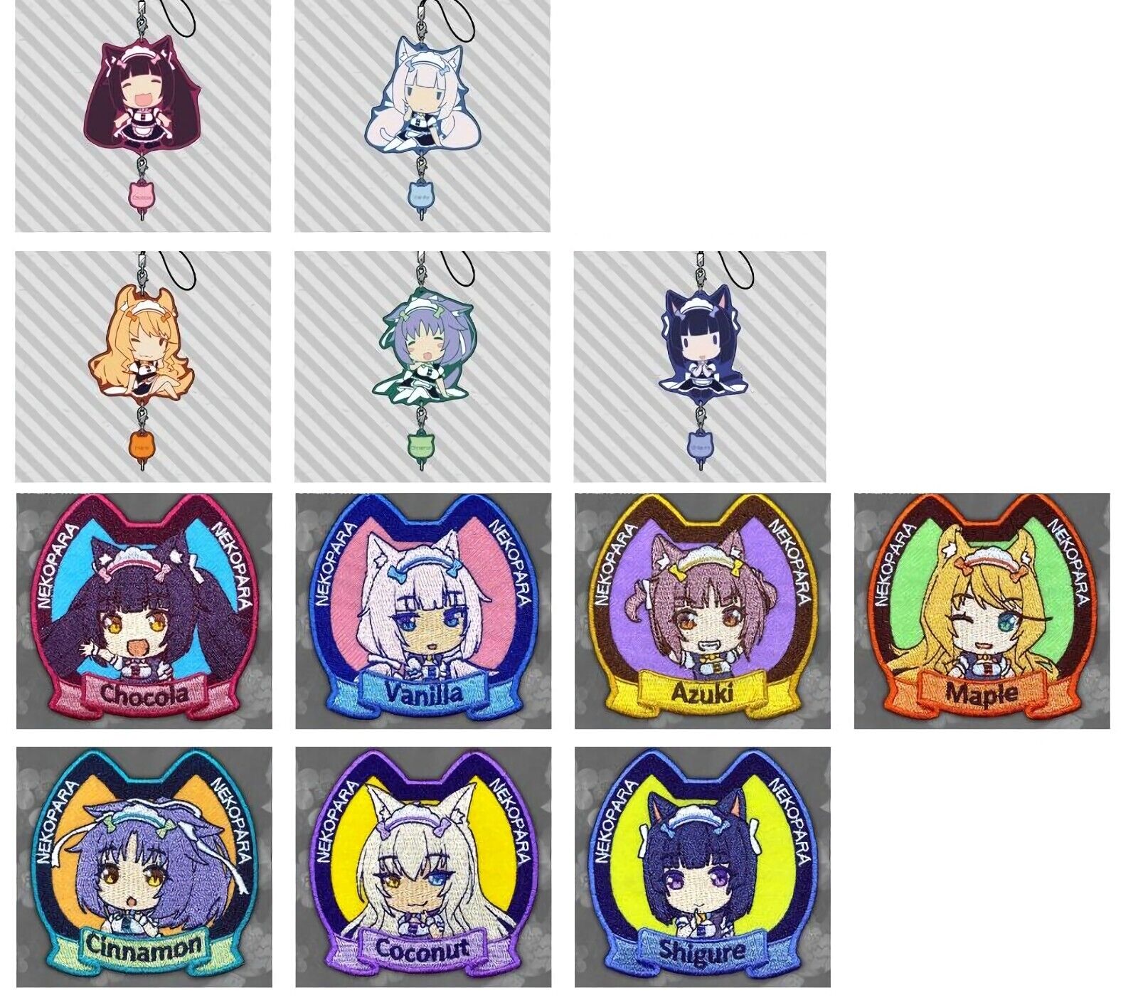 NEKO WORKs Nekopara 7 Embroidered Patch & 5 Rubber Strap Set