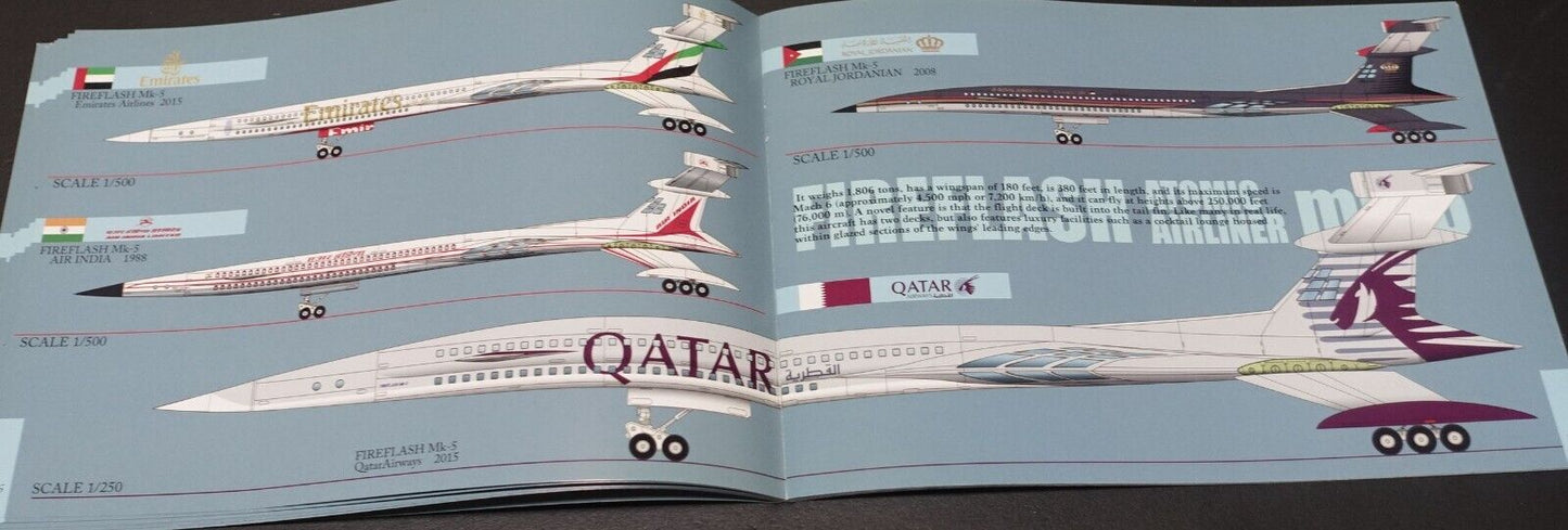 Takeshi Oka Imaginary ATOMIC AIRLINER FIREFLASH mk-5 color Art Book 1/500 Scale