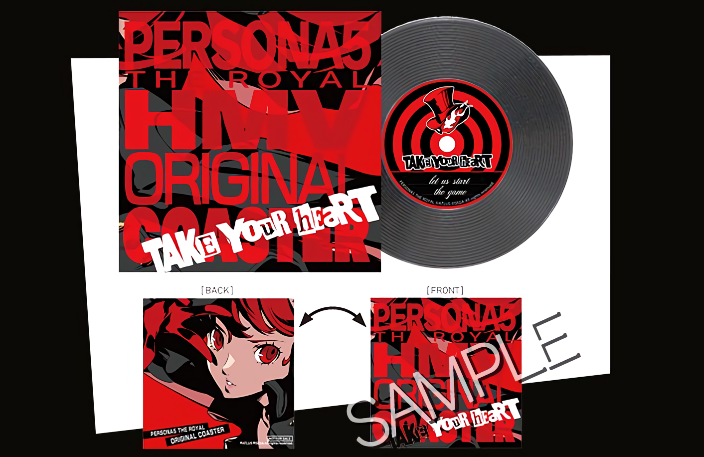 Persona5 The Royal Record Shape PVC Coaster with Jacket P5 Persona 5