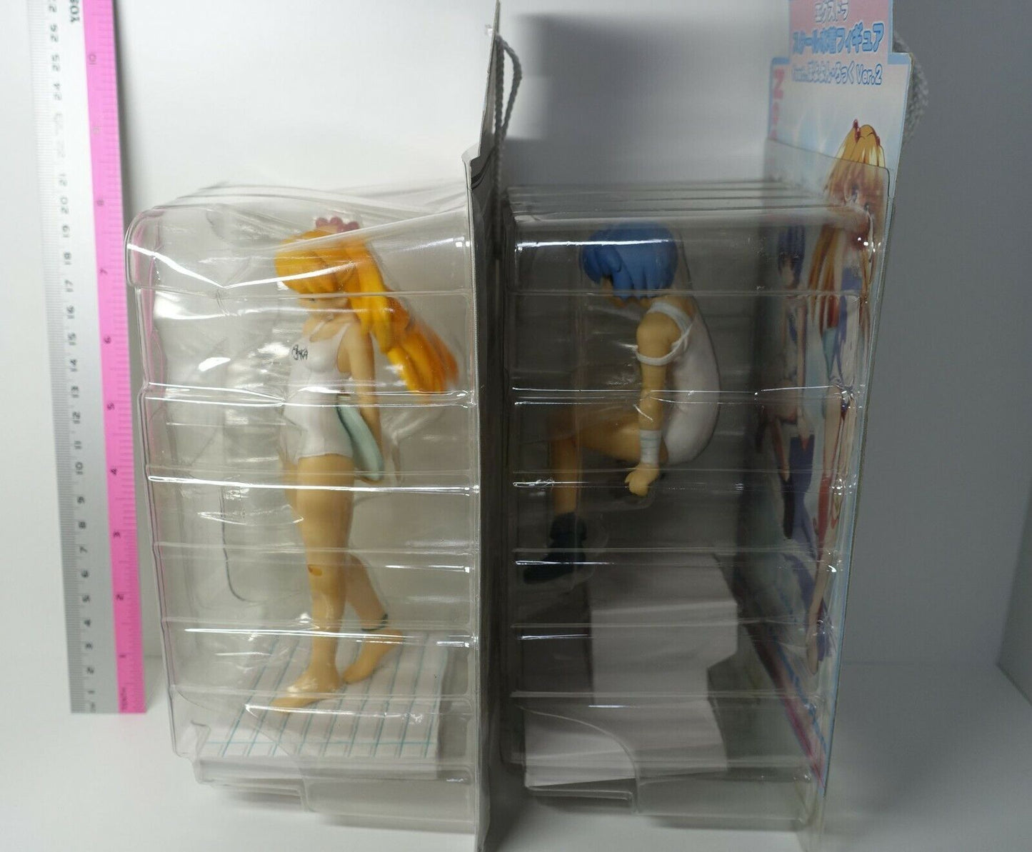 Evangelion EX White School Swimsuit Figure feat Poyoyon Rock Asuka & Rei