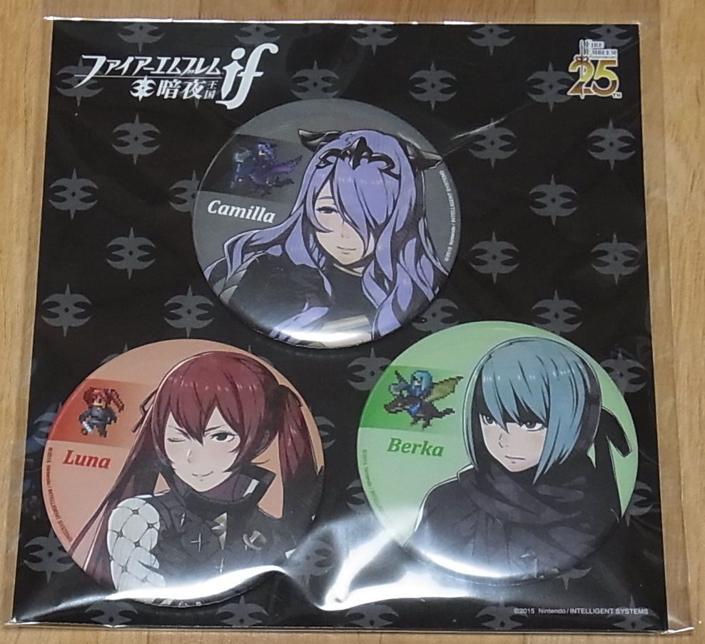Fire Emblem If Fates Button Badge 3SET Camilla Luna Berka Rare Yusuke Kozaki