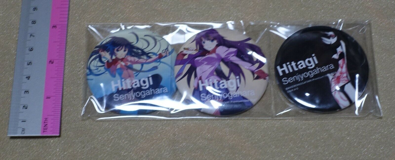 Bakemonogatari Hitagi Senjyogahara Steel Badge 3 Set