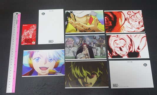 One Piece Movie File RED Privilege Art Card 8 piece & Used Movie Ticket Card