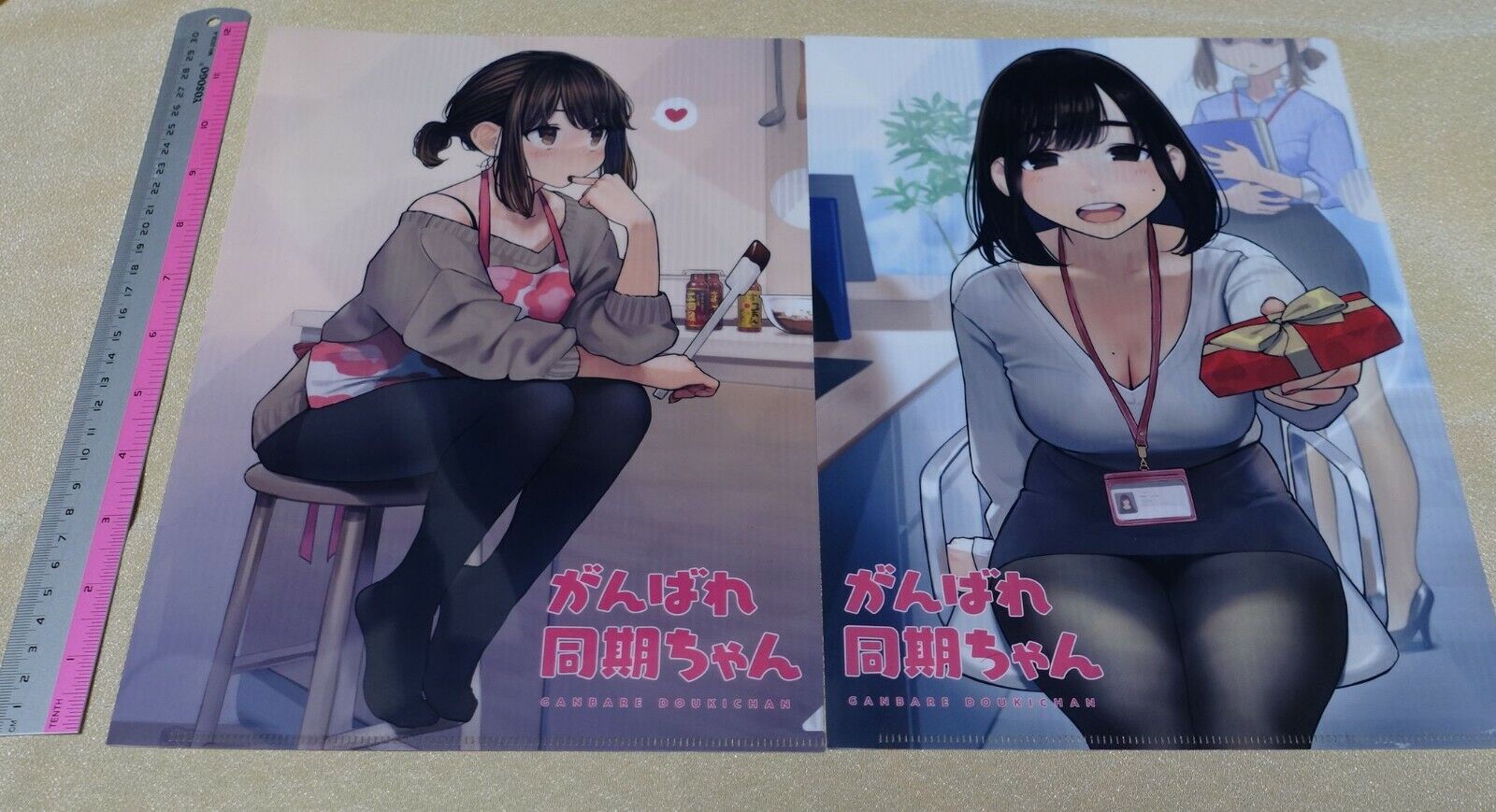 Yom Shoten Ganbare Doki chan Douki Do-ki Chan & Kohai-chan PVC Art Sheet Set 