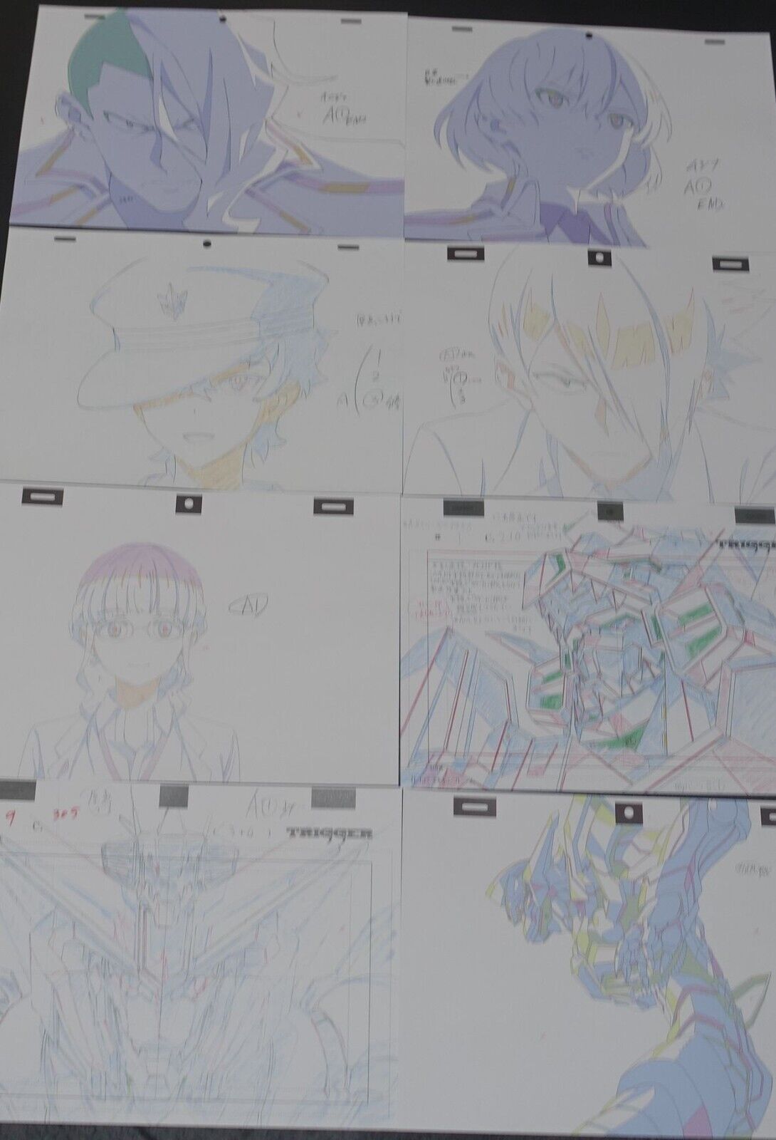 SSSS.DYNAZENON GRIDMAN Reproduction Key Frame Art Sheet 16 piece set 
