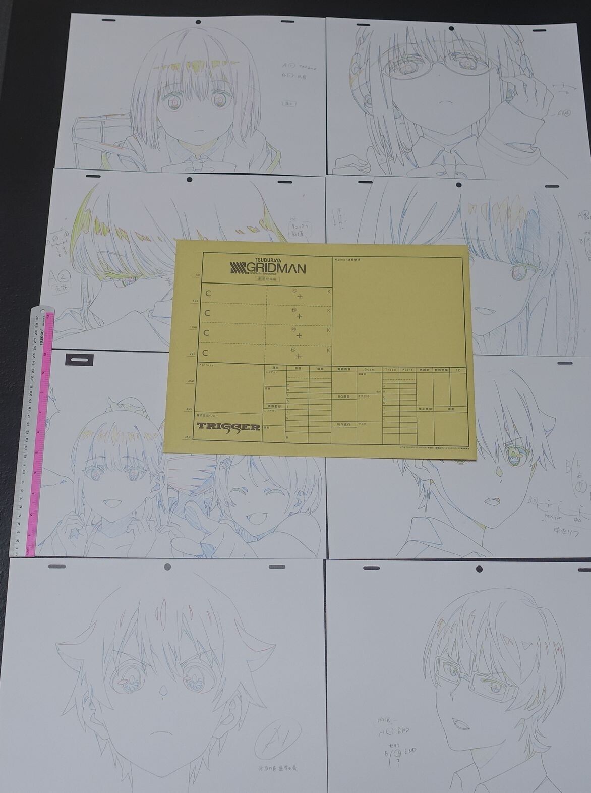 SSSS.GRIDMAN Reproduction Key Frame Art Sheet 16 piece set 