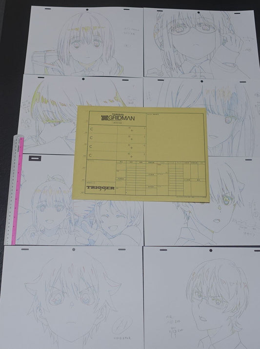 SSSS.GRIDMAN Reproduction Key Frame Art Sheet 16 piece set 