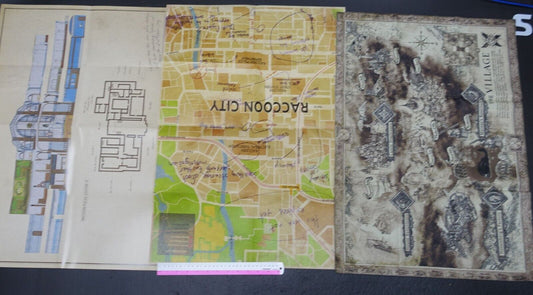 Resident Evil RE2 & RE3 Paper & 8 Village Cloth Map Poster 3 Set BIOHAZARD 