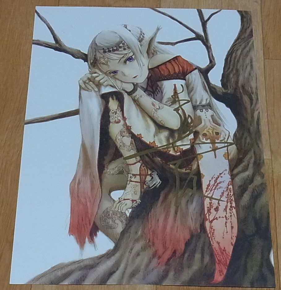 Yoshitoshi Abe WANI BOOKS Privilege Art Sheet with Hand Drawn Sign 