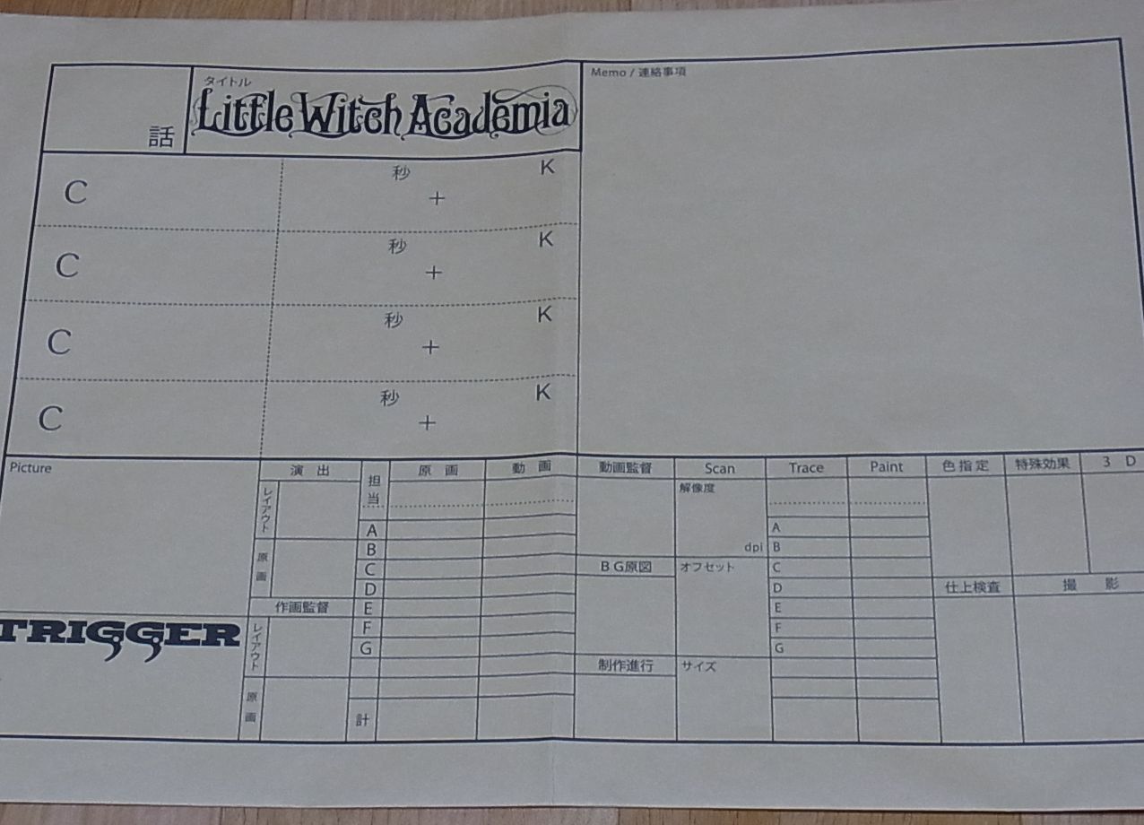 Little Witch Academia Print Material Art Andrew Hanbridge Very Rare TRIGGER 