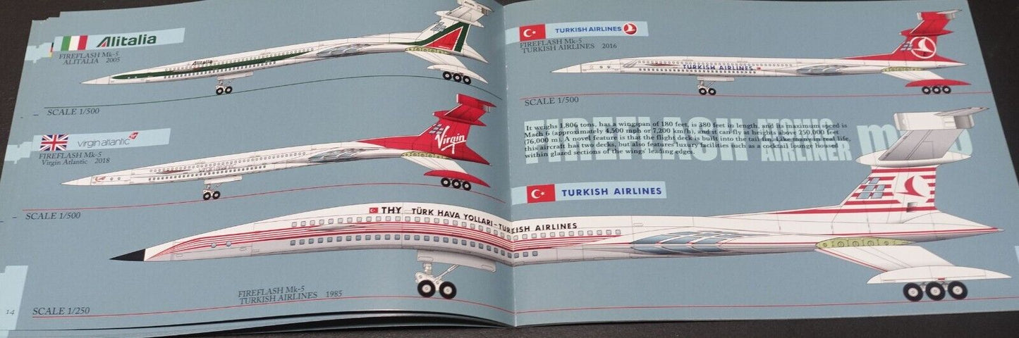 Takeshi Oka Imaginary ATOMIC AIRLINER FIREFLASH mk-5 color Art Book 1/500 Scale 