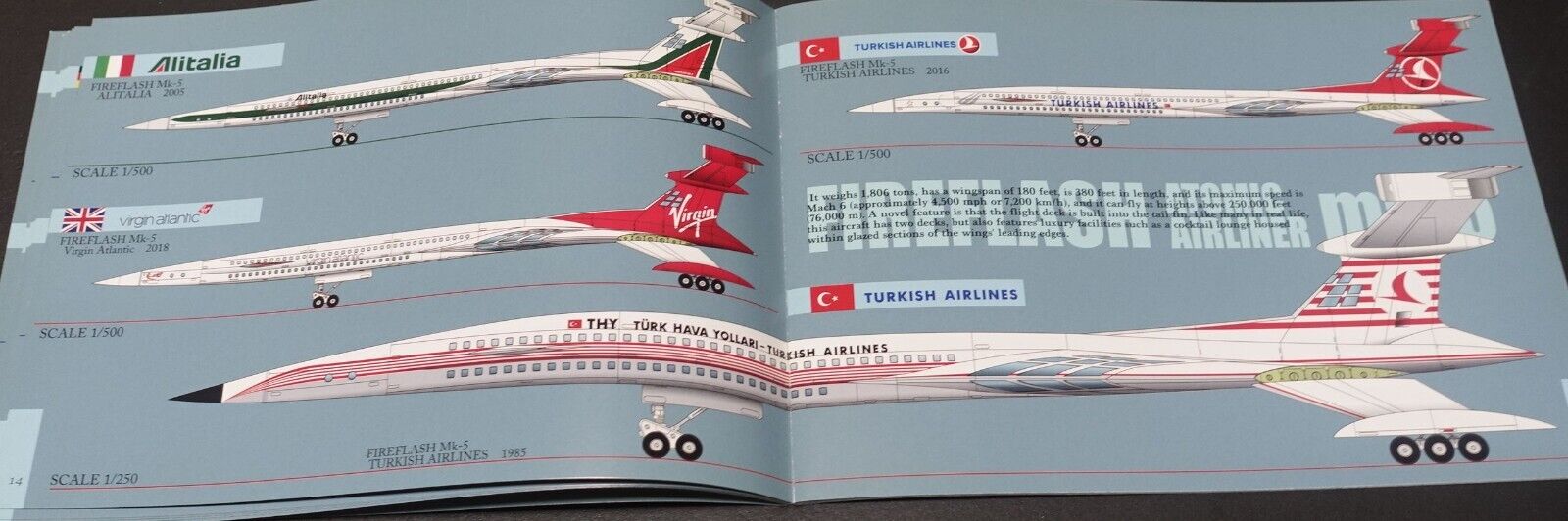 Takeshi Oka Imaginary ATOMIC AIRLINER FIREFLASH mk-5 color Art Book 1/500 Scale 