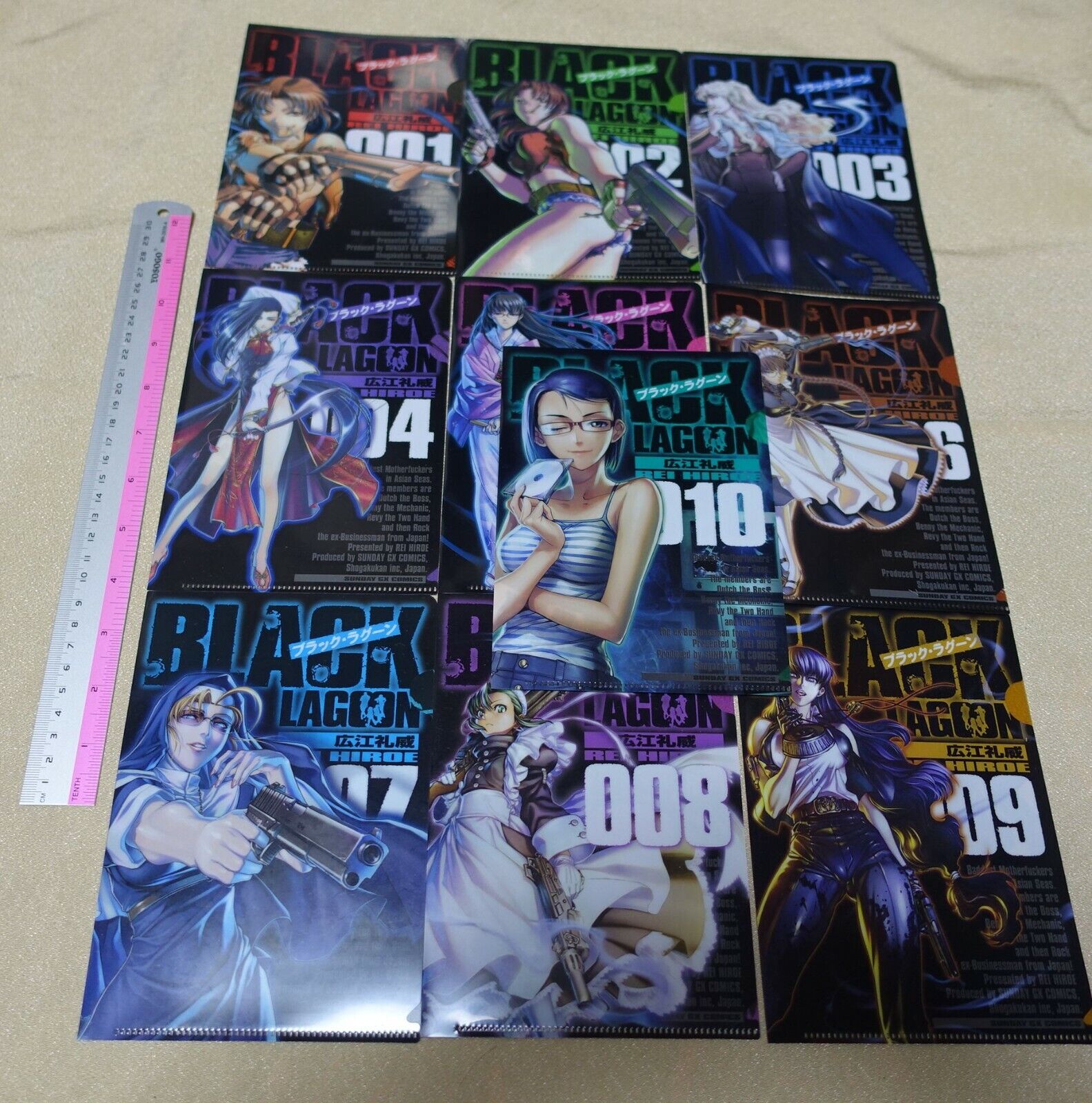 Rei Hiroe Black Lagoon Comic Cover PVC Art Sheet Clear File 10 pieces set 
