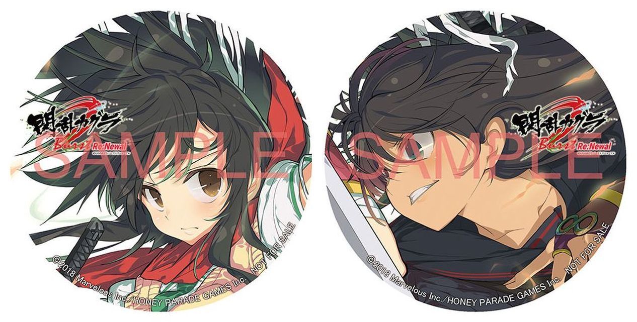 Senran Kagura Burst Re Newal 100 mm Button Badge Asuka & Homura Set 
