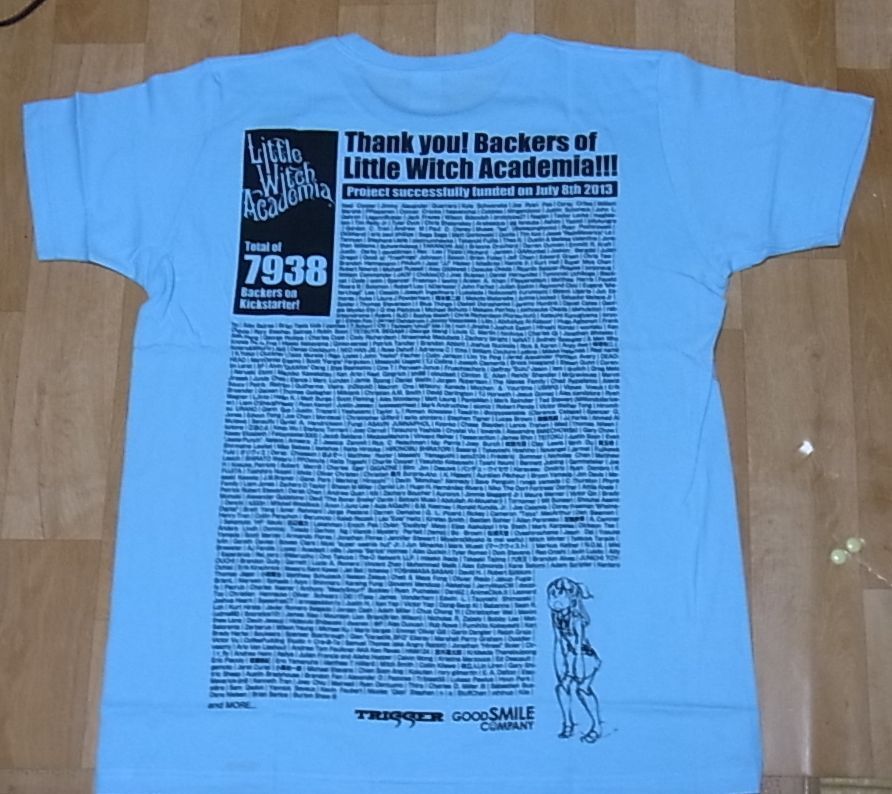 Little Witch Academia T-Shirt Kickstarter Backer's item Very Rare TRIGGER 