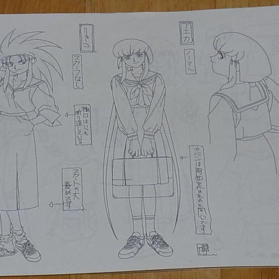 Tenchi Muyo Animation Character Setting Art Sheet 65 piece set 