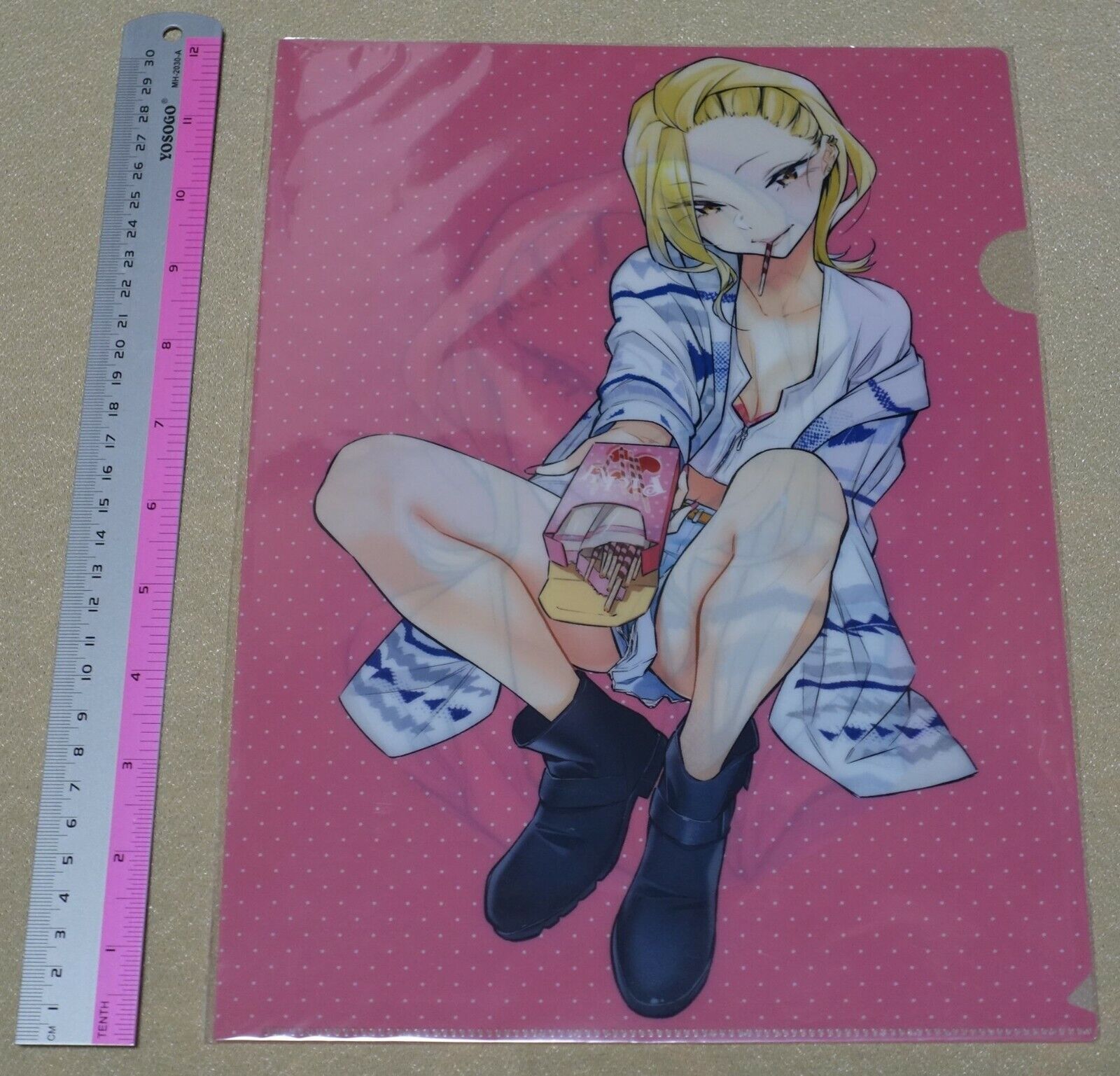 Yuichi Kato Yancha Gal no Anjo San PVC Art Sheet Clear File Pink 
