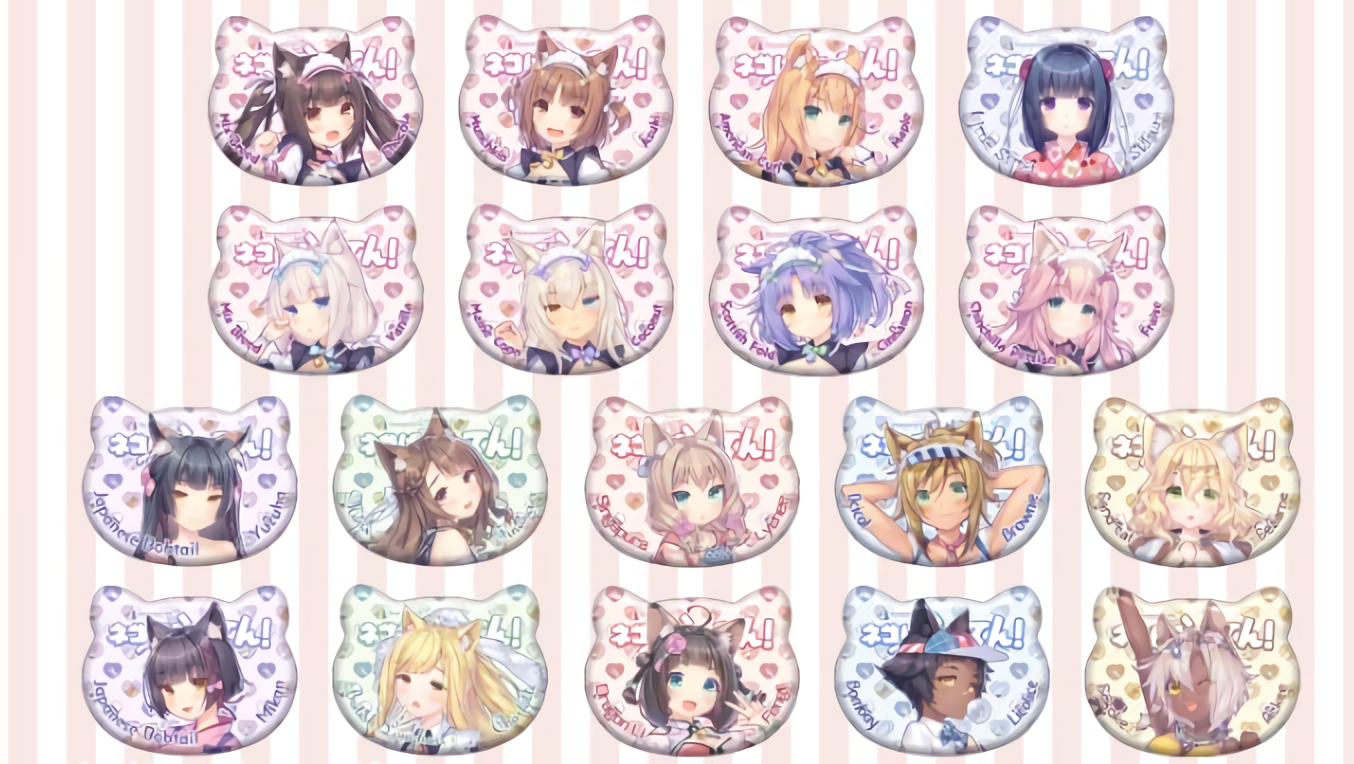 NEKO WORKs Nekopara Nekoparaiten Steel Badge Complete 18 Set C96 