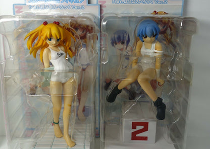 Evangelion EX White School Swimsuit Figure feat Poyoyon Rock Asuka & Rei 