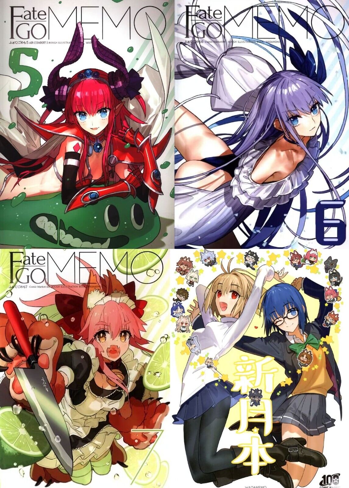 Wadamemo Arco Wada Fate Grand Order FGO & Tsukihime Fan Art Book 4 Set 