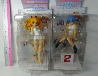 Evangelion EX White School Swimsuit Figure feat Poyoyon Rock Asuka & Rei 