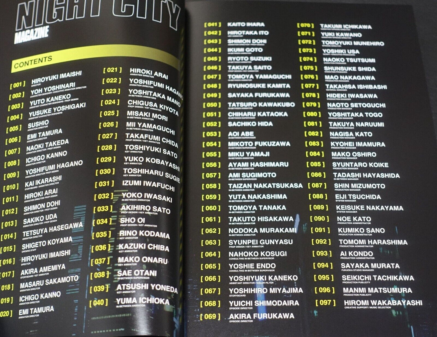 Studiio Trigger Cyberpunk Edgerunners Staff Art Book NIGHT CITY MAGAZINE 