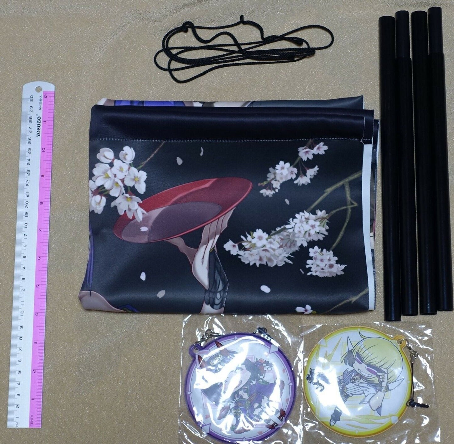 Raita Fate FGO Shuten Doji & Kintoki B2 Size Tapestry Wall Scroll & Mascot Set 