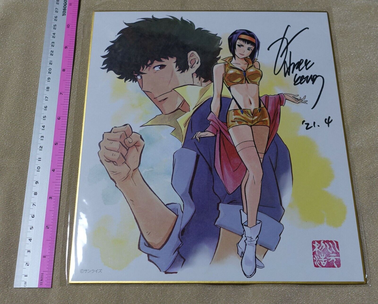 TOSHIHIRO KAWAMOTO Print Art Board with Hand Drawn Signature Cowboy Bebop 