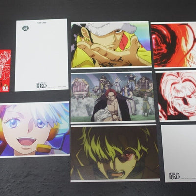 One Piece Movie File RED Privilege Art Card 8 piece & Used Movie Ticket Card 