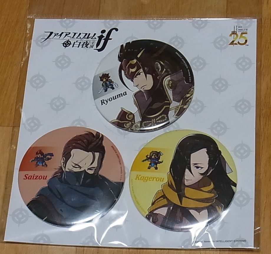 Fire Emblem If Fates Button Badge 3SET Ryouma Saizou Kagerou Rare 