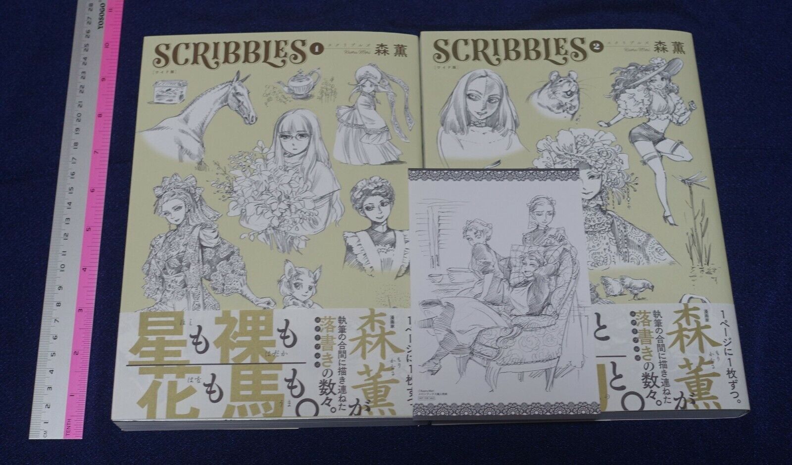 Kaoru Mori Rough Illustration Art Book SCRIBBLES vol.1 & 2 Set with Art Card 