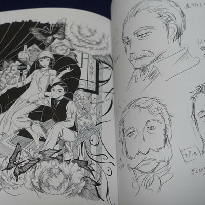 Kaoru Mori Rough Illustration Art Book SCRIBBLES vol.1 & 2 Set with Art Card 