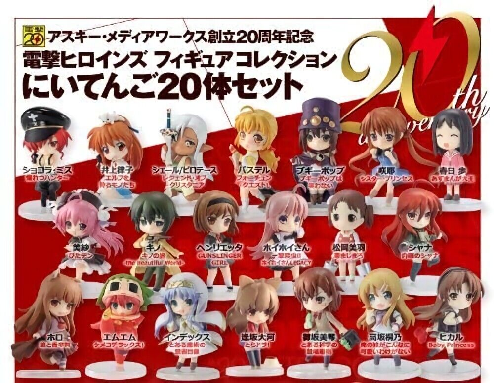 ASCII MEDIA WORKS 20th Aniv Dengeki 20 Heroines 2.5 Head Height Mini Figure Set 
