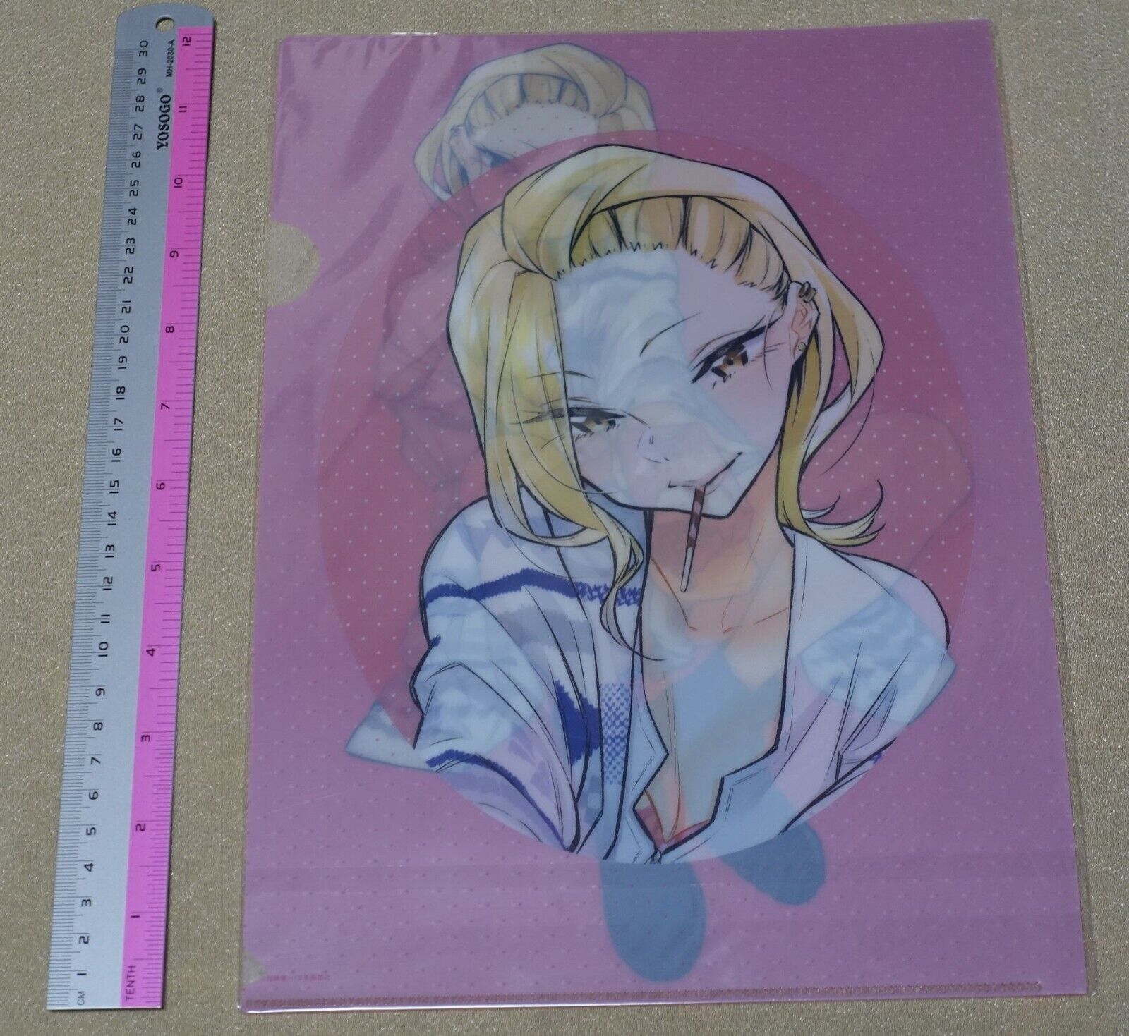 Yuichi Kato Yancha Gal no Anjo San PVC Art Sheet Clear File Pink 